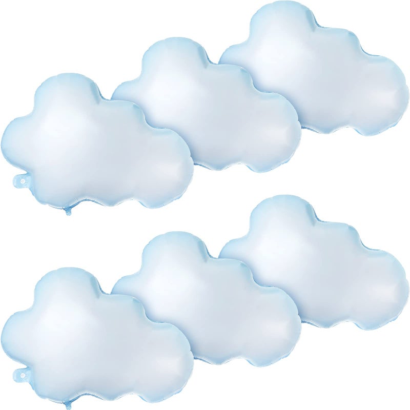 Sumind 6 Pcs 30 Inch White Cloud Foil Balloons for Birthday Baby Shower Themed Party Birthday Party Decorations Supplies (Light Blue) - Image 1